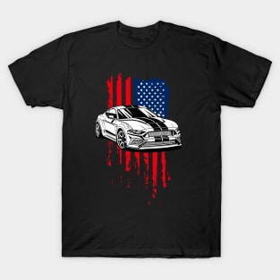 Patriotic American Flag USA V8 Muscle Car Pony Mustang GT T-Shirt